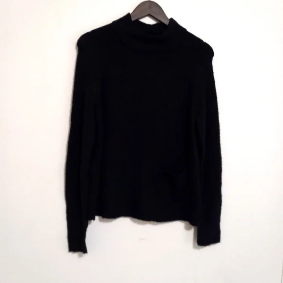 Halogen M Merino Wool Blend Mock Turtle Neck Pullover Pocket Soft Sweater - Picture 2 of 10